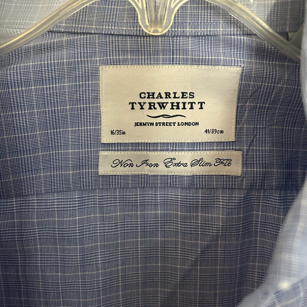Charles Tyrwhitt Men's Checkered Blue Dress Shirt